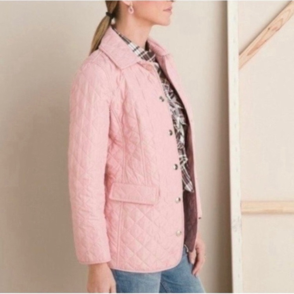 Chico’s Pink Quilted Jacket + Pockets - Size 0